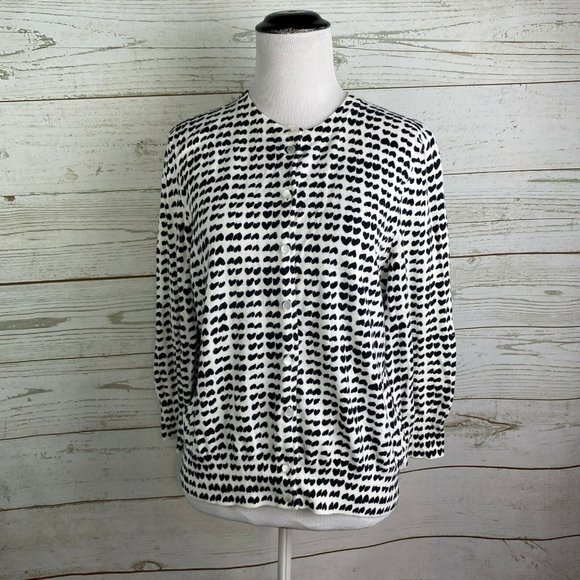 J.CREW Hearts Print Clare Cardigan Sweater Sz XL